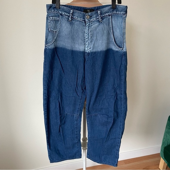 Y's by Yohji Yamamoto Blue Dip Dye High Rise U-Gusset Wide Leg Jeans EUC 2/M/28 - Picture 6 of 12